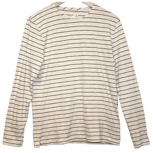 Abercrombie & Fitch Cream and Black Striped Long Sleeve Tee